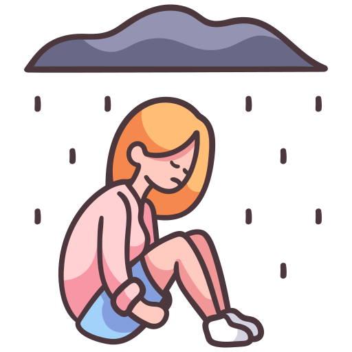 Flicka under ett regnmoln