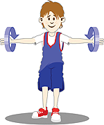 Pojke gör cirkelrörelser med armarna